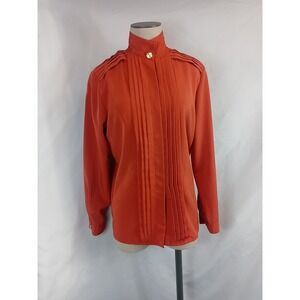 VTG Jason Roberts Dress Blouse Womens Size 8 High Neck Full Button Top 80s Style